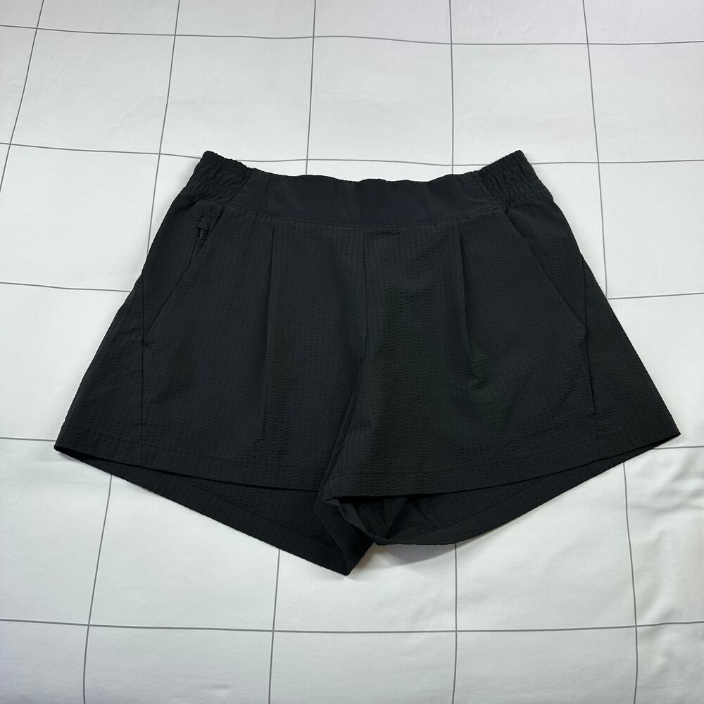 Athleta Shorts Womens 6 Black Textured Brooklyn Nylon Stretch Casual Athletic - Picture 2 of 12